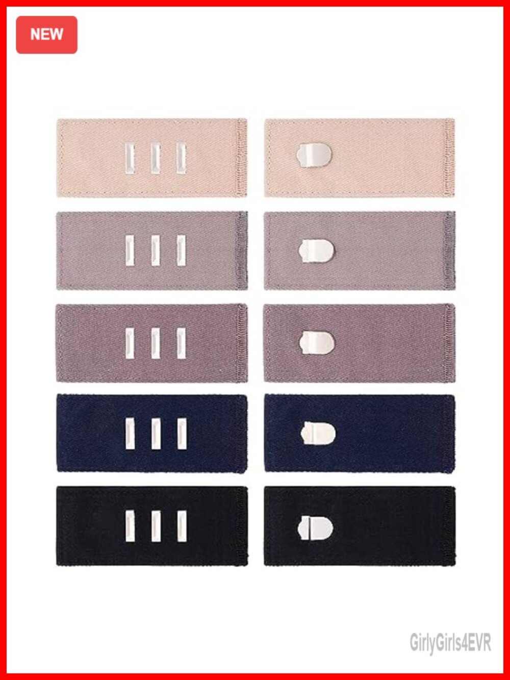 5 Pack Pants Waist Extenders with Metal Hook for Jeans & Skirts